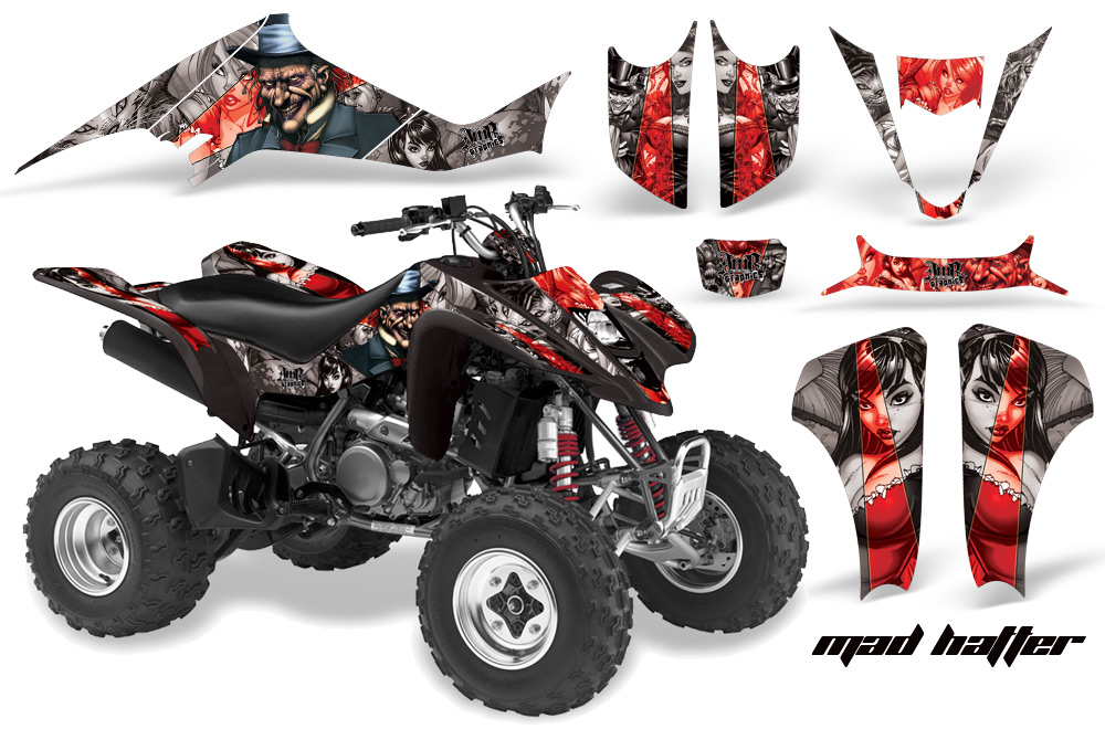 Kawasaki KFX 400 03-08 Graphics MadHatter SilverRedstripe